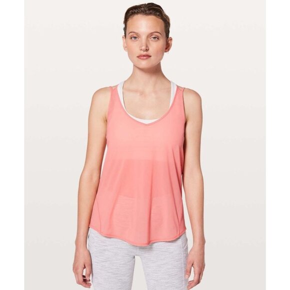 Lululemon women's 10 such a cinch tank in light coral mesh strappy back stretch - Picture 1 of 9